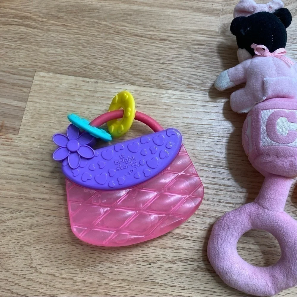 Disney Minnie Mouse Baby Toys Purse Teether Plush Rattle Keys Baby